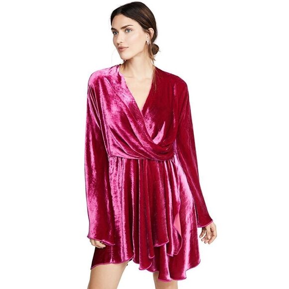 Maria Lucia Hohan Nola silk blend Dress Fuchsia Pink Velvet Size 34 - Picture 4 of 12